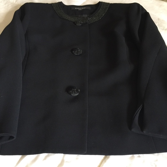 Black Kasper Suit Jacket - with a Beaded collar, Size 8, Pre-0wned - Picture 1 of 1